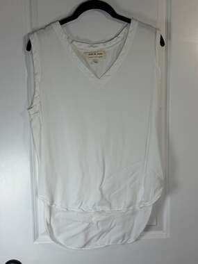 Cloth & Stone White Rayon V-Neck Sleeveless High-Low Tank Top Size Medium